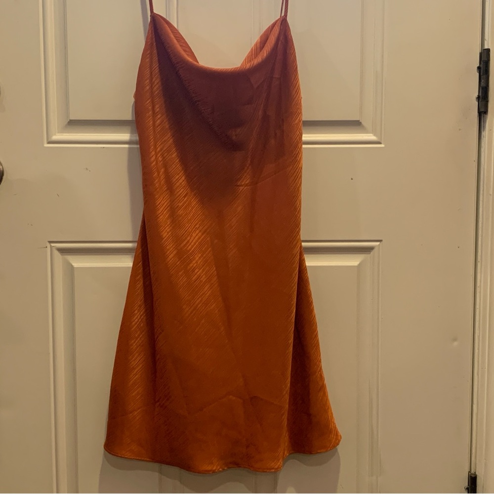 House of Harlow 1960 X REVOLVE Ira Mini Dress Burnt Sienna Orange Cowl $148.00 - Picture 5 of 11